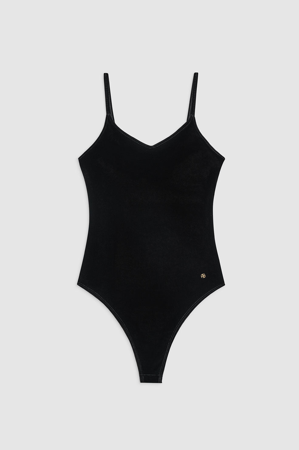 ANINE BING Alissa Bodysuit - Black - Front View