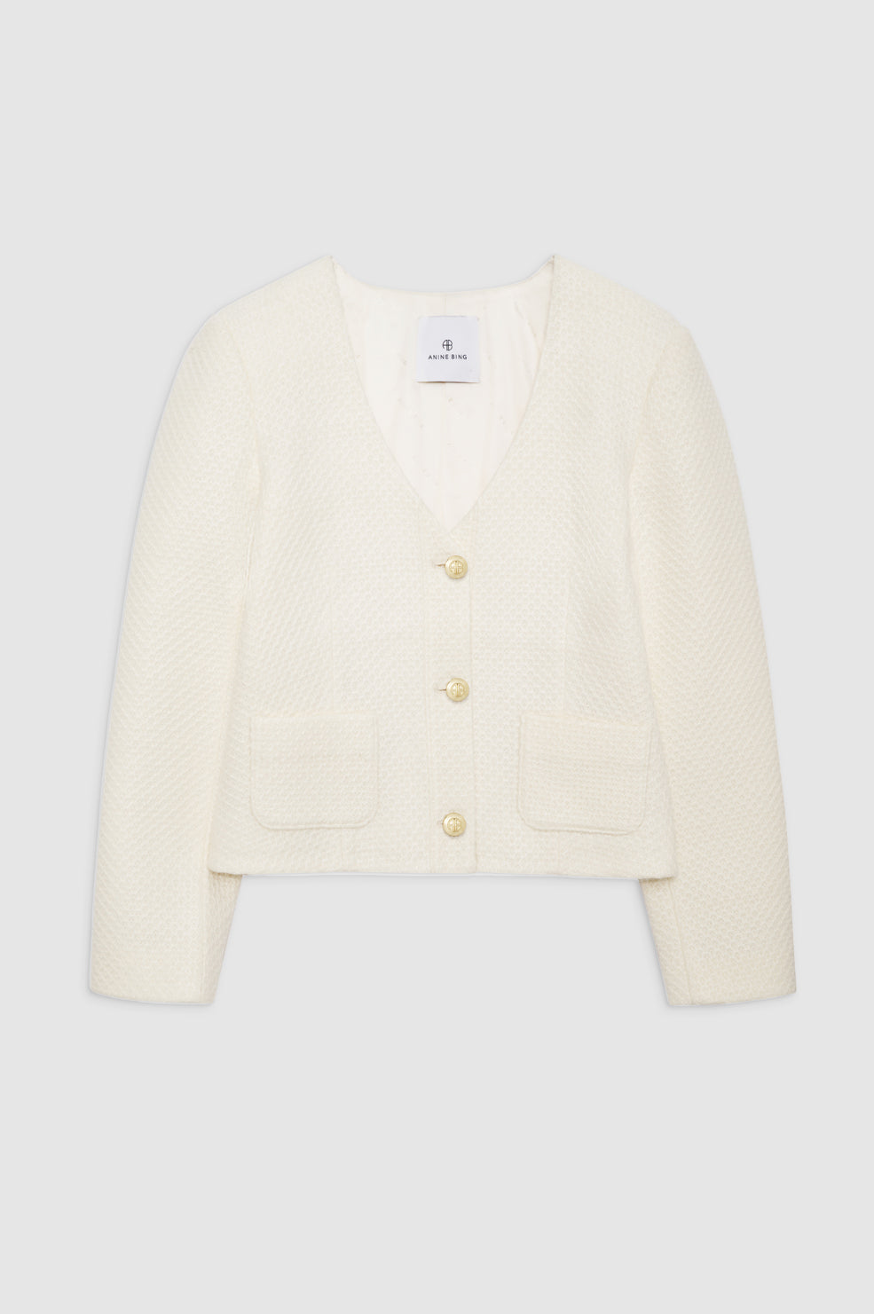 ANINE BING Anitta Jacket - Ivory Woven - Front View