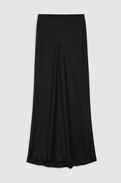 ANINE BING Bar Silk Maxi Skirt - Black - Front View