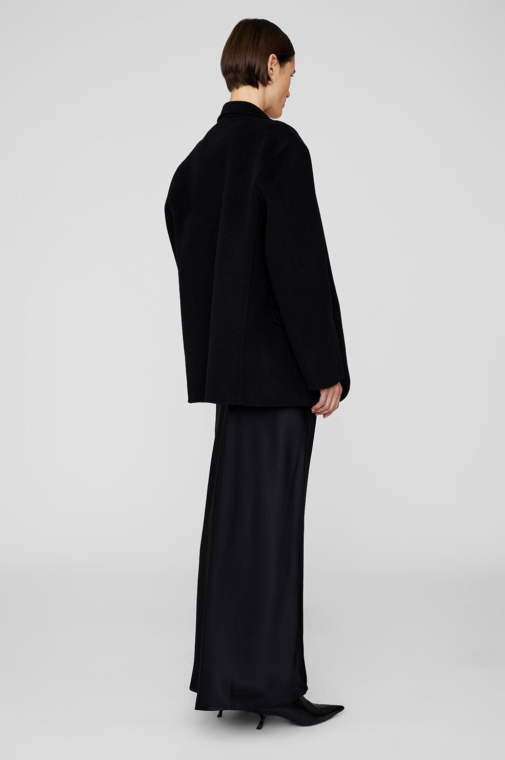 ANINE BING Bar Silk Maxi Skirt - Black - On Model Back