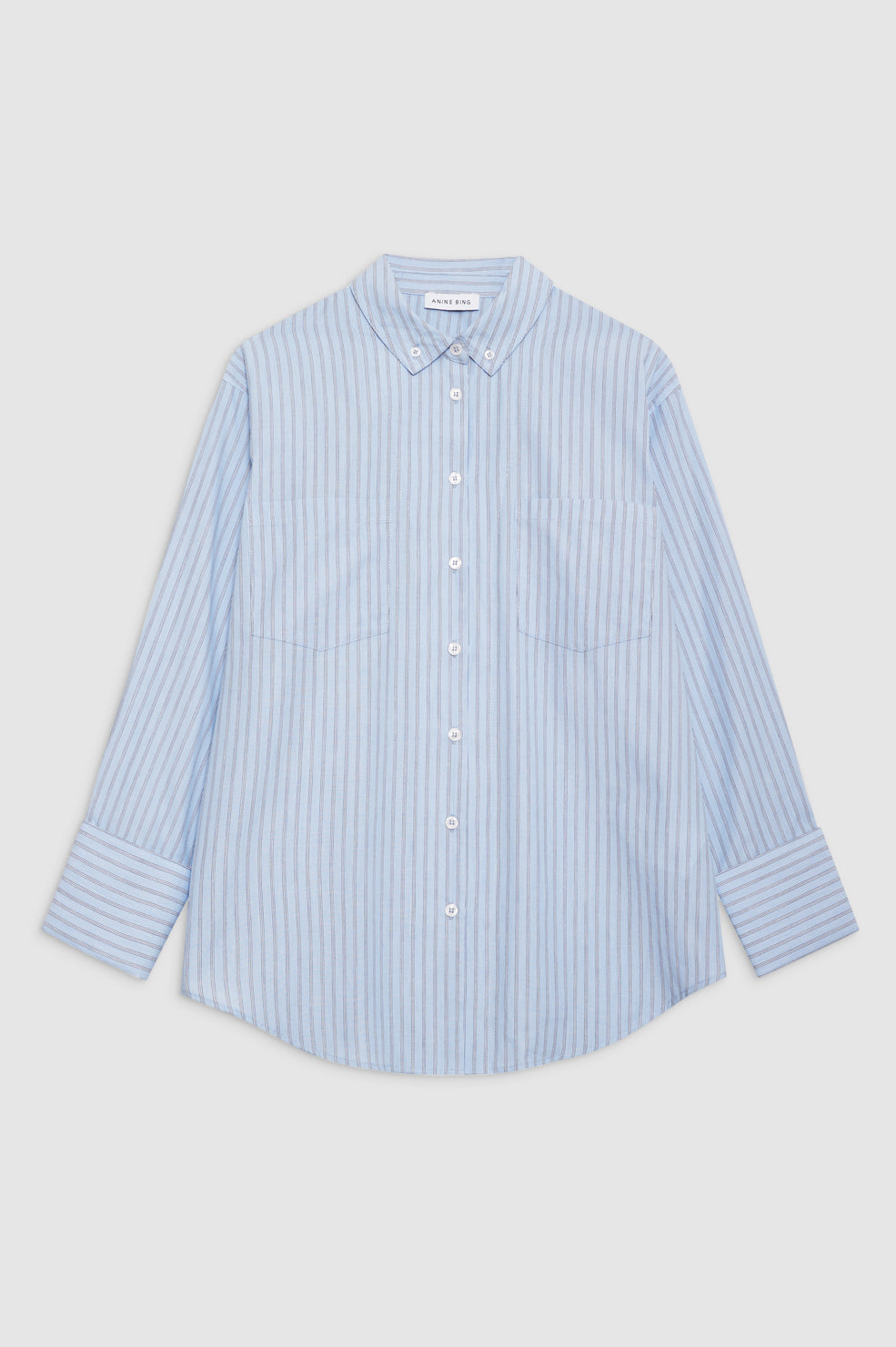 ANINE BING Catherine Shirt - Blue And White Stripe - Front View