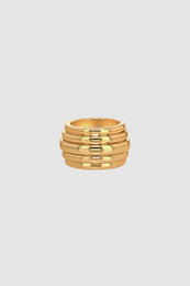 ANINE BING Chunky Ribbed Ring - Gold - Front View