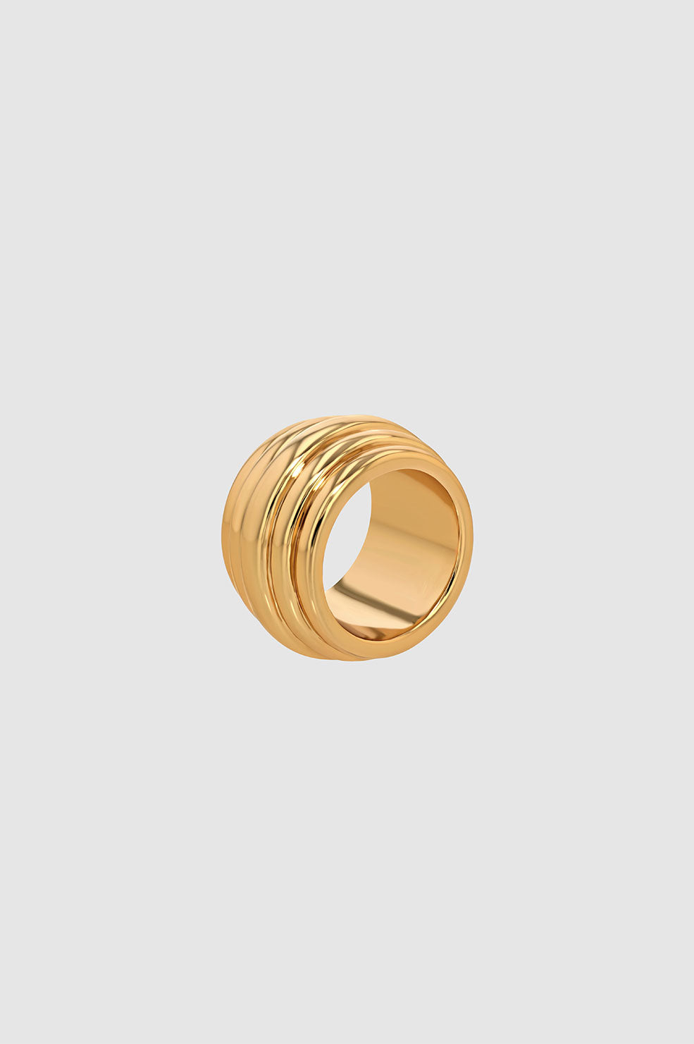 ANINE BING Chunky Ribbed Ring - Gold - Side View