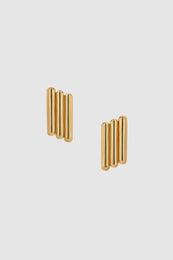 ANINE BING Diagonal Coil Earrings - Gold - Front View