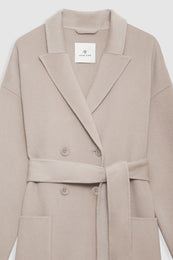 ANINE BING Dylan Maxi Coat - Taupe Cashmere Blend - Detail View