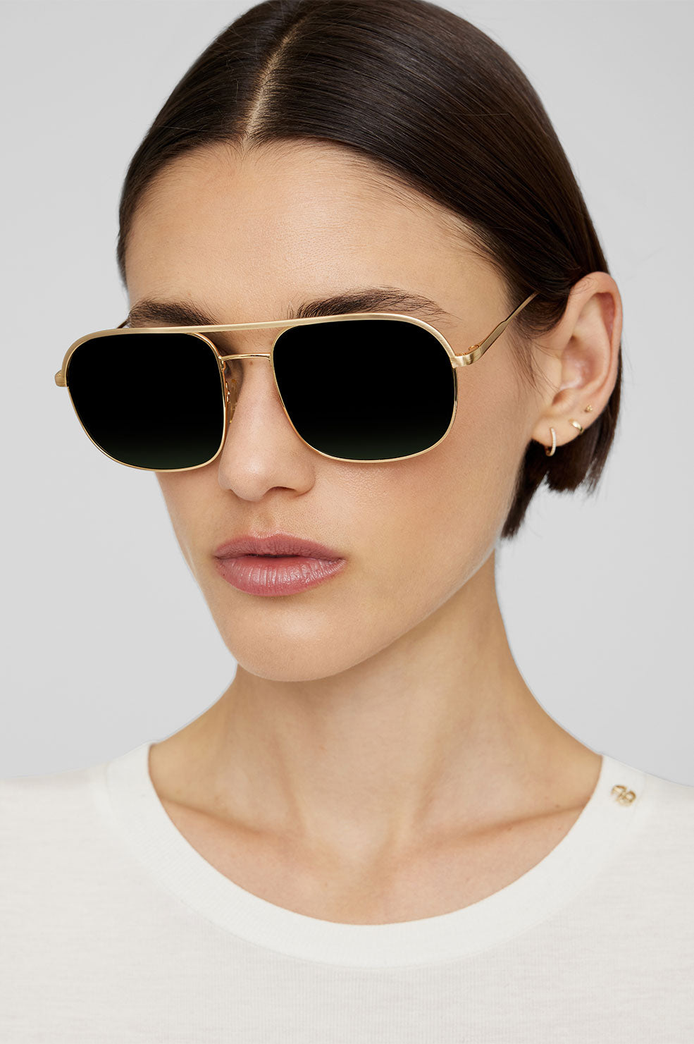 ANINE BING Highland Sunglasses - Gold - On Model