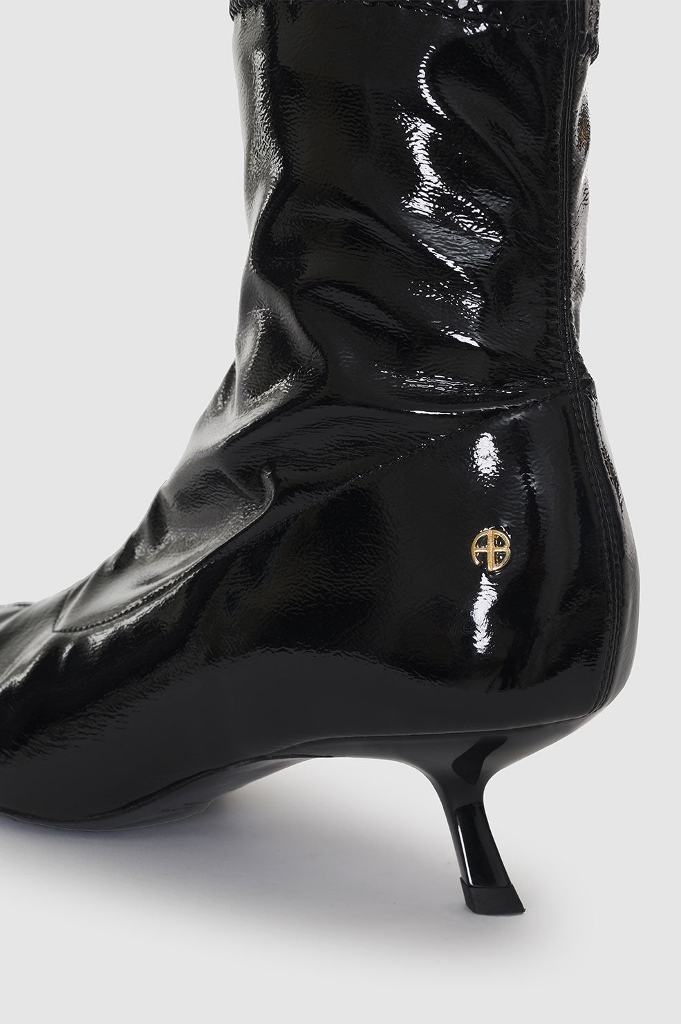ANINE BING Hilda Boots - High-Shine Black - Detail View