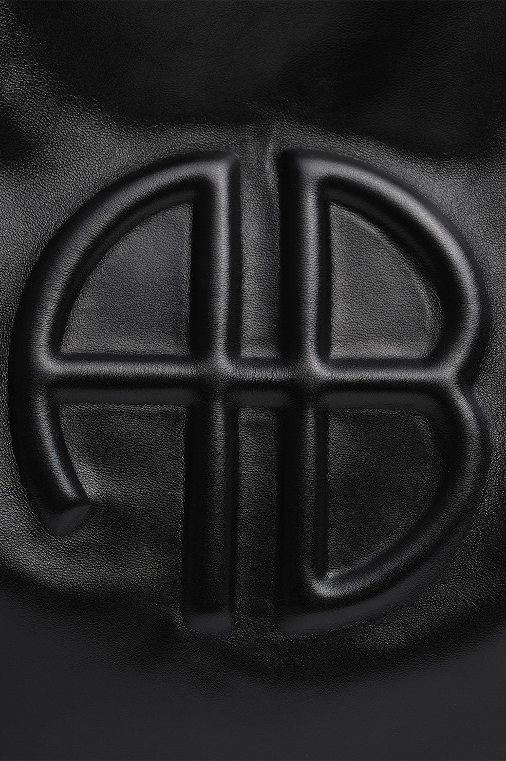 ANINE BING Kate Shoulder Bag - Black - Detail Logo View