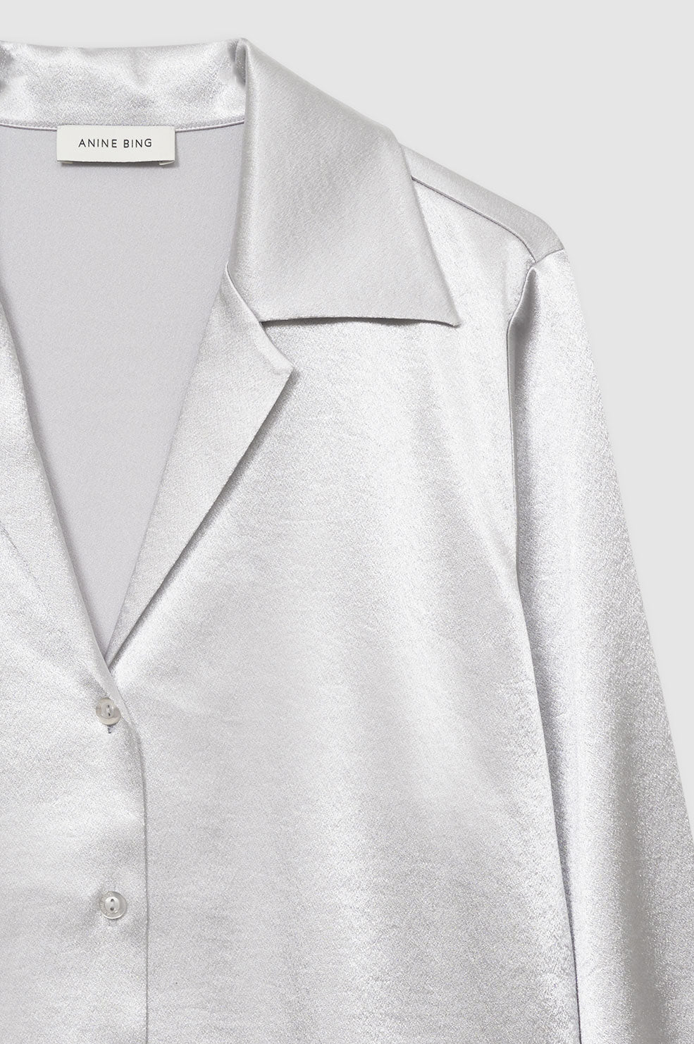 ANINE BING Mylah Shirt - Silver - Detail View