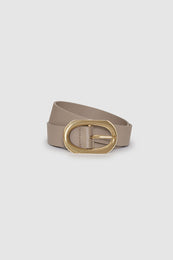 ANINE BING Signature Link Belt - Taupe - Rolled View