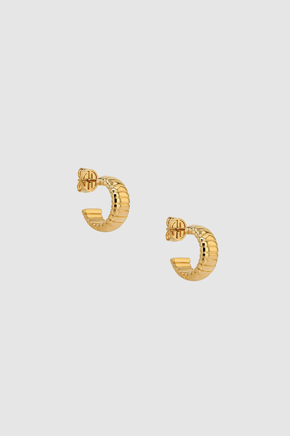 ANINE BING Small Coil Hoop Earrings - Gold - Front Pair View