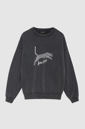 ANINE BING Spencer Sweatshirt Spotted Leopard - Washed Black - Front View