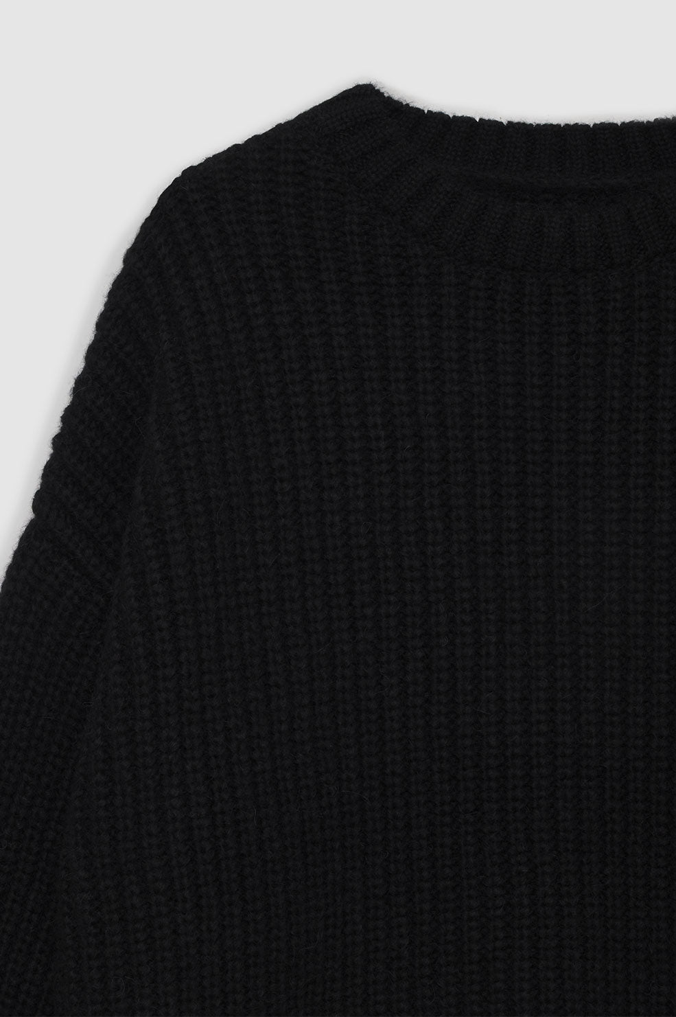 ANINE BING Sydney Crew Sweater - Black - Detail VIew
