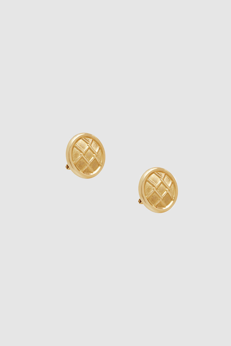 ANINE BING Textured Button Stud Earrings - 14K Gold - Front View