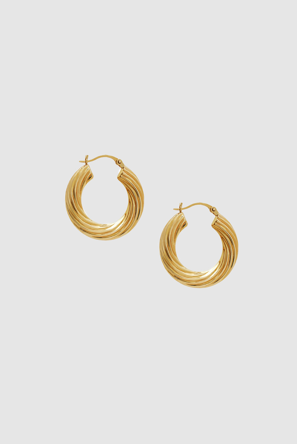 ANINE BING Twist Hoop Earrings - 14K Gold - Front View