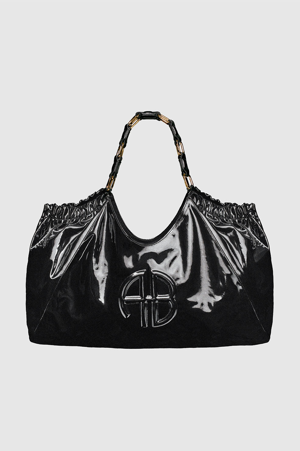 ANINE BING Kate Tote - High-Shine Black - Front View
