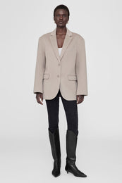 ANINE BING Quinn Blazer - Taupe Cashmere Blend - On Model Front Second Image