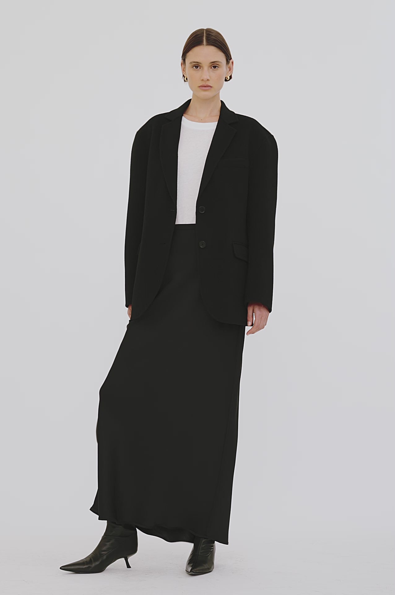ANINE BING Bar Silk Maxi Skirt - Black - On Model Video