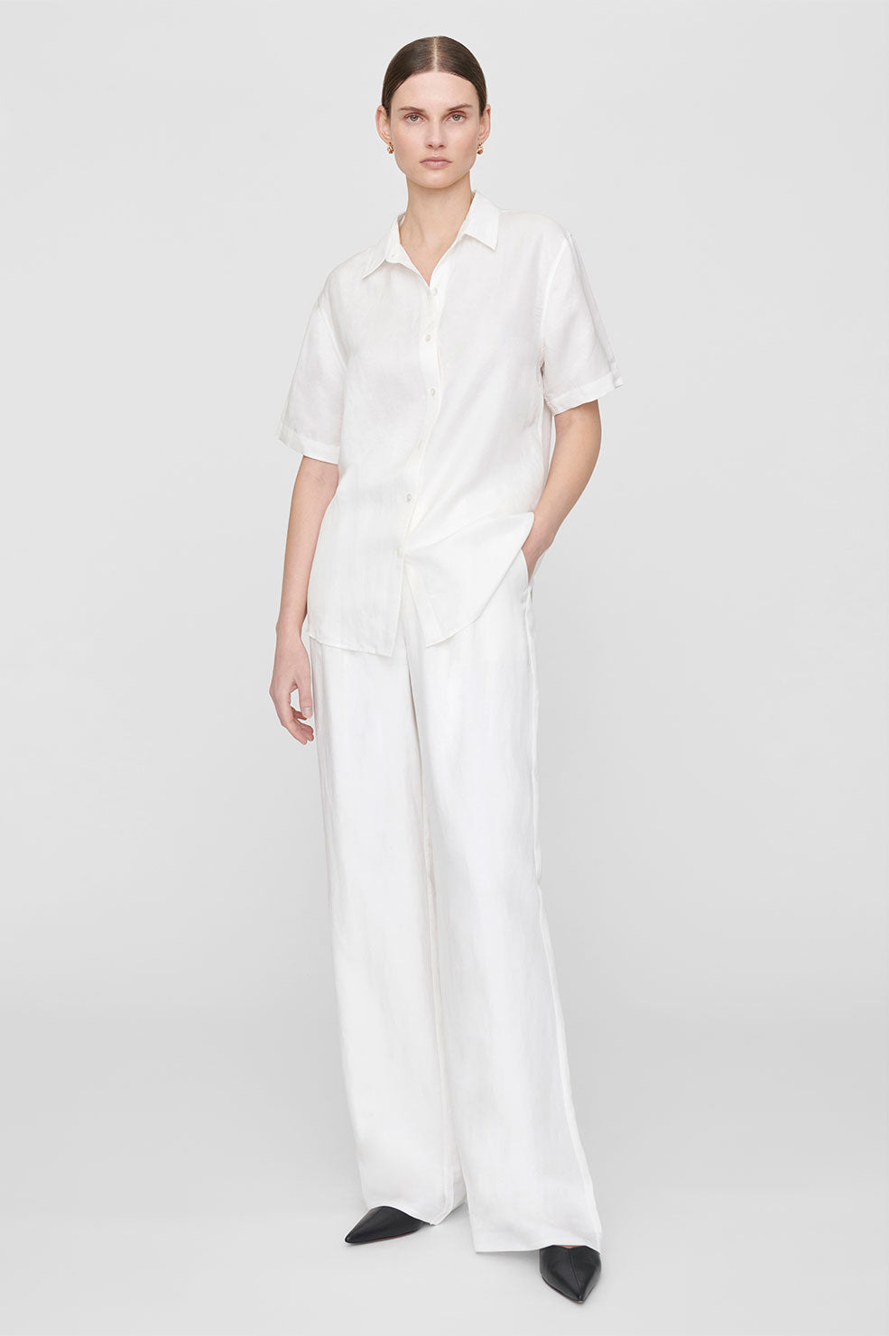 ANINE BING Bruni Shirt - White - On Model Front