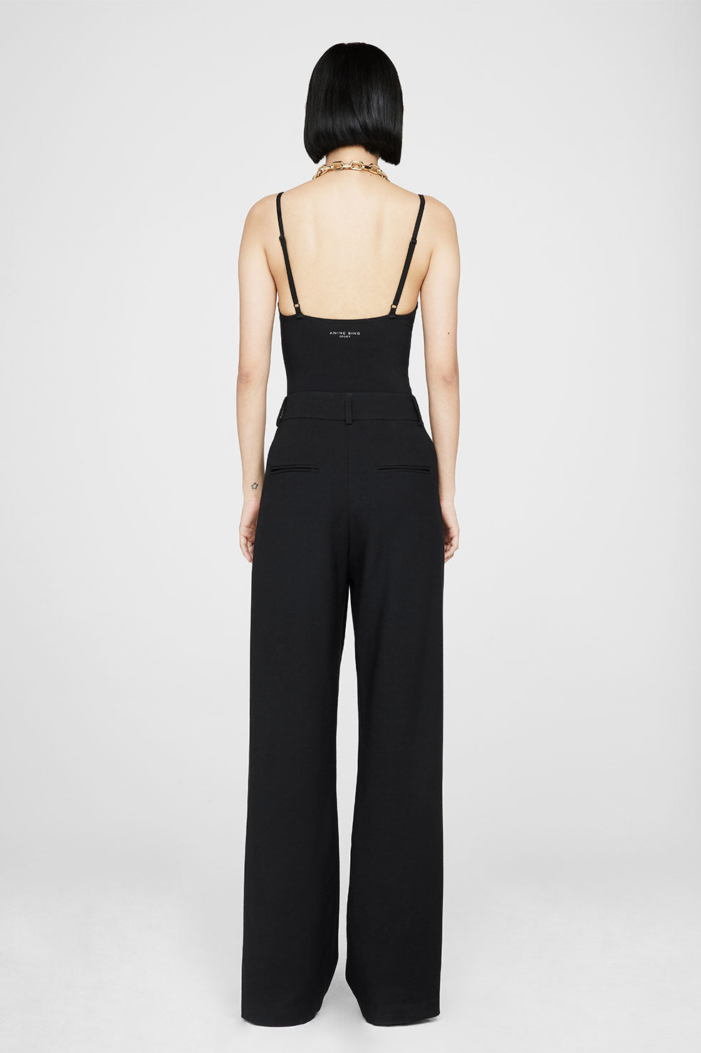 ANINE BING Carrie Pant - Black Twill - On Model Back