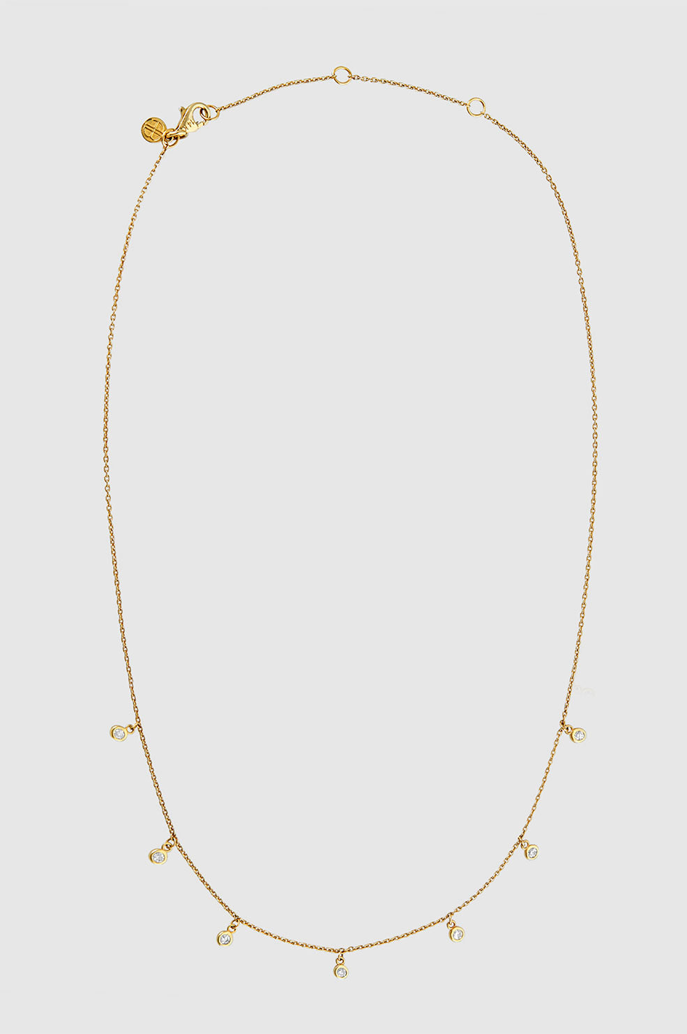 ANINE BING Diamond Droplet Necklace - Gold - Front View