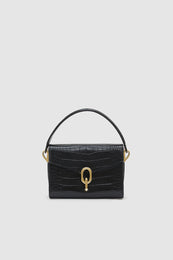 ANINE BING Mini Colette Bag - Black Embossed - Front View