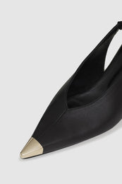 ANINE BING Nina Heels With Metal Toe Cap - Black - Detail View