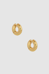 ANINE BING Small Bold Link Hoops - Gold - Side View