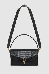 ANINE BING Colette Bag - Black Croco - Full View with Strap