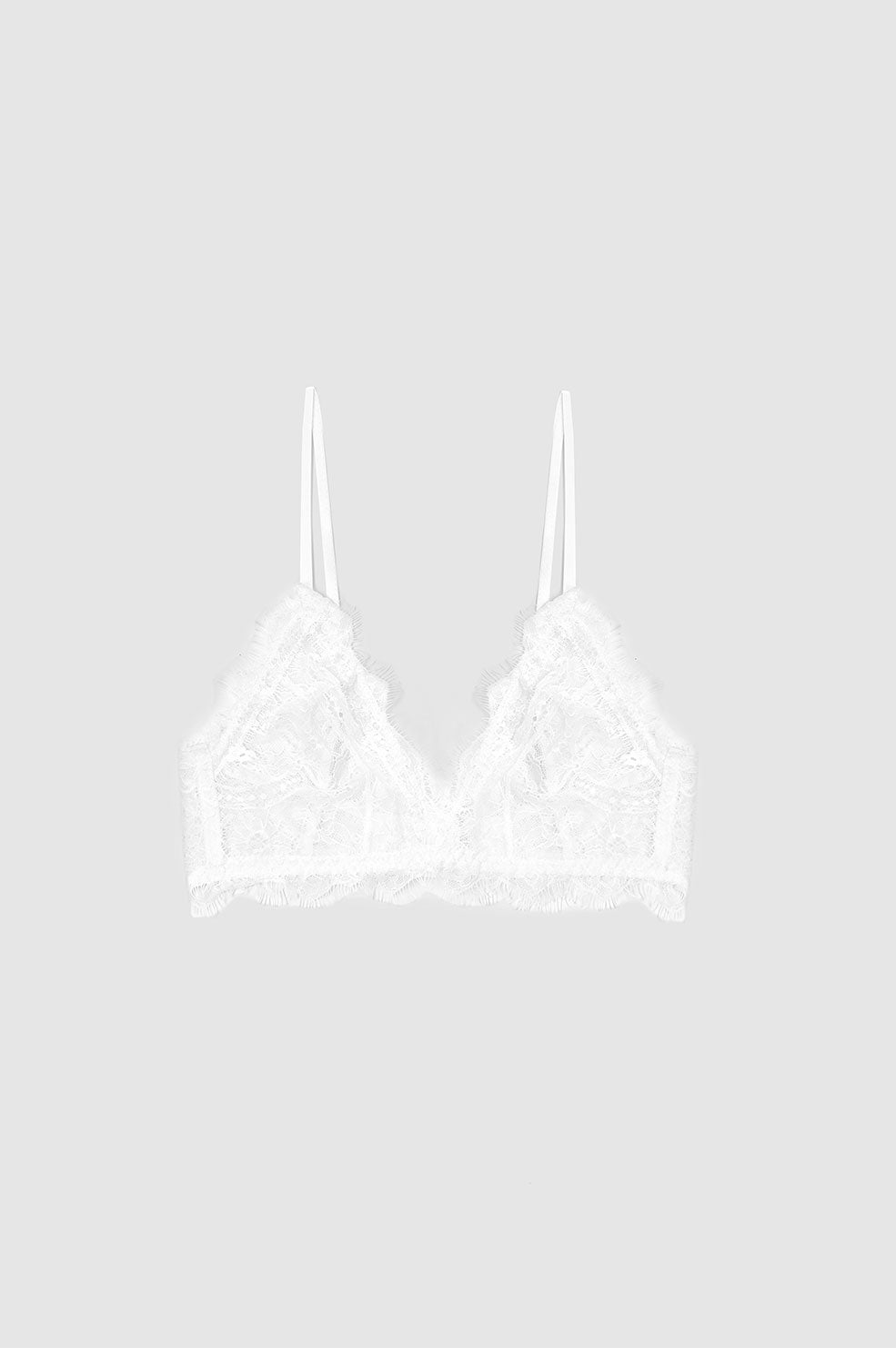 ANINE BING Lace Bra with Trim - Ivory - Front View