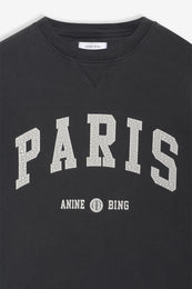 ANINE BING Ramona Sweatshirt University Paris - Washed Black - Detail View
